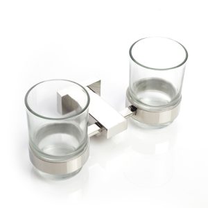 Szklane kubeczki Łazienkowe INOX na szczoteczki do zębów /AISI 304 - POLER