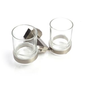 Szklane kubeczki Łazienkowe INOX na szczoteczki do zębów /AISI 304 – SATYNA